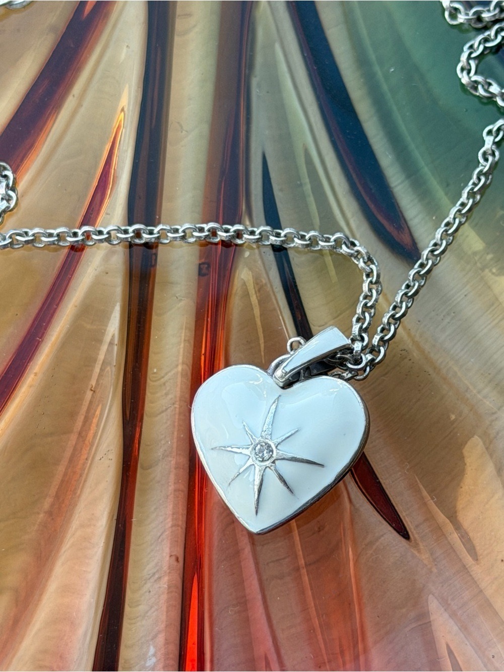 Brighton Amore Shades Sky White Heart Pendant Necklace with Starburst Detail - Picture 2 of 5